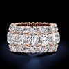 Rose Gold Triple Row Cushion Cut White Sapphire Eternity Wedding Band