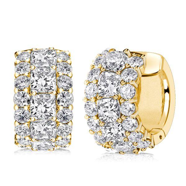 Golden Cushion Cut Hoop Earrings - 18K Gold Plated Sterling Silver