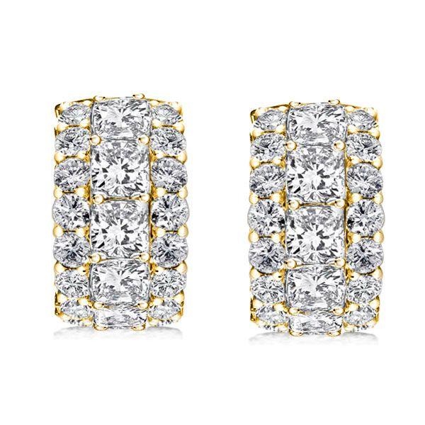 Golden Cushion Cut Hoop Earrings - 18K Gold Plated Sterling Silver