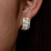 Golden Cushion Cut Hoop Earrings - 18K Gold Plated Sterling Silver