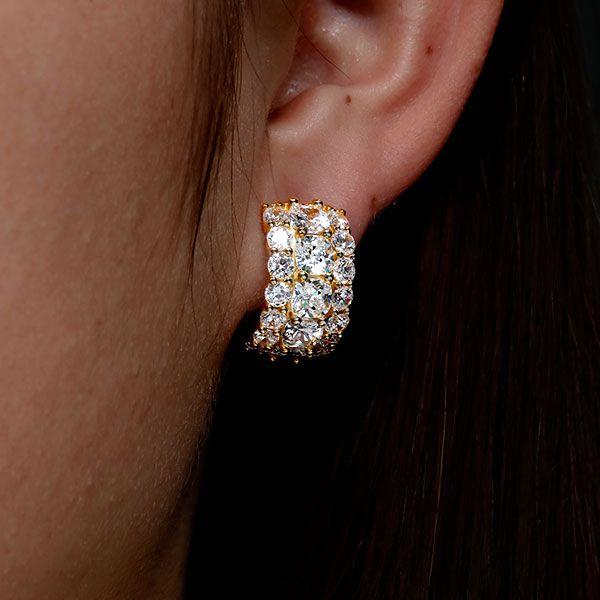 Golden Cushion Cut Hoop Earrings - 18K Gold Plated Sterling Silver