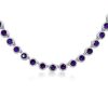 Eternity Halo Amethyst Tennis Necklace | Sterling Silver | 16-22 Inch