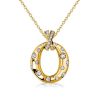 Oval Pendant Necklace - 18K Gold Plated Sterling Silver - Flush Setting - Multiple Chain Lengths & Colors