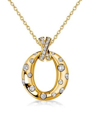 Oval Pendant Necklace - 18K Gold Plated Sterling Silver - Flush Setting - Multiple Chain Lengths & Colors
