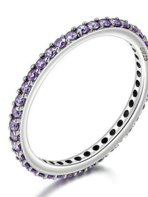 Amethyst & Sterling Silver Anniversary Band - Sparkly & Elegant