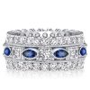 Blue Marquise & Round Cut Simulated Diamond Eternity Band in Sterling Silver