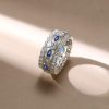 Blue Marquise & Round Cut Simulated Diamond Eternity Band in Sterling Silver