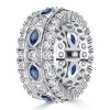 Blue Marquise & Round Cut Simulated Diamond Eternity Band in Sterling Silver
