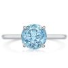 Aquamarine Engagement Ring - Sterling Silver Solitaire, 2.0 CT