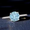 Aquamarine Engagement Ring - Sterling Silver Solitaire, 2.0 CT