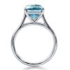 Aquamarine Engagement Ring - Sterling Silver Solitaire, 2.0 CT