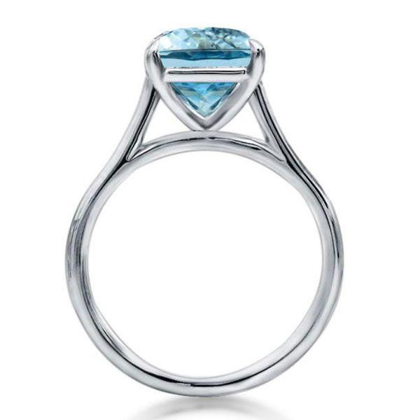 Aquamarine Engagement Ring - Sterling Silver Solitaire, 2.0 CT