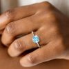 Aquamarine Engagement Ring - Sterling Silver Solitaire, 2.0 CT