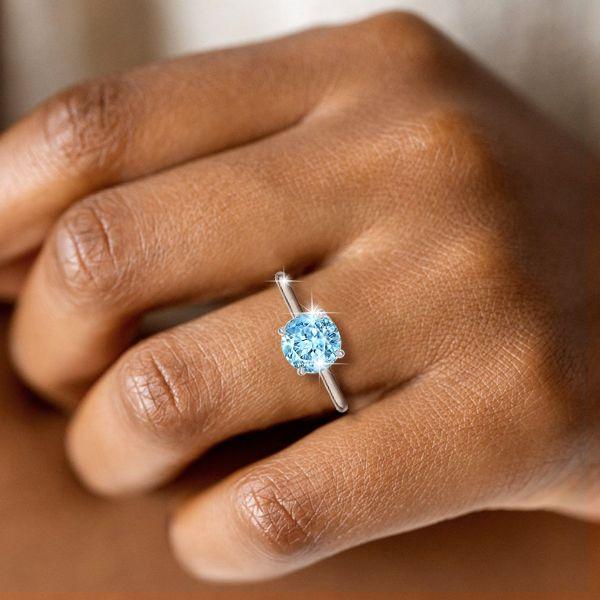 Aquamarine Engagement Ring - Sterling Silver Solitaire, 2.0 CT