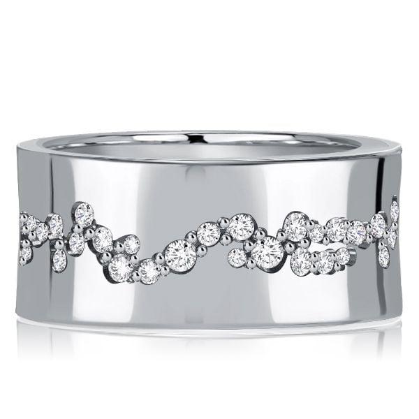 Wide Flush Setting Eternity Wedding Band for Women in 925 Sterling Silver