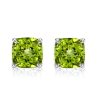 Peridot Cushion Cut Necklace and Stud Earrings Jewelry Set in Rhodium Plated Sterling Silver