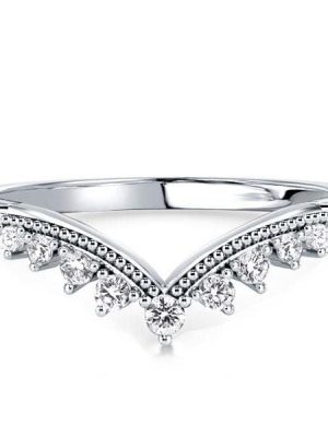 Milgrain Chevron Wedding Band Ring in 925 Sterling Silver with 1.95 CT. TW.