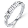 Sterling Silver Half Bezel Baguette Half Eternity Band - Travel Wedding Ring