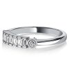 Sterling Silver Half Bezel Baguette Half Eternity Band - Travel Wedding Ring