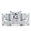 Royal Design White Sapphire Bridal Ring Set - 925 Sterling Silver