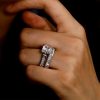 Royal Design White Sapphire Bridal Ring Set - 925 Sterling Silver