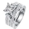 Royal Design White Sapphire Bridal Ring Set - 925 Sterling Silver