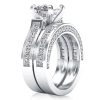 Royal Design White Sapphire Bridal Ring Set - 925 Sterling Silver