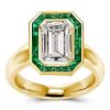 Emerald Cut Solitaire Engagement Ring with Bezel Setting - 18K Gold Plated Sterling Silver