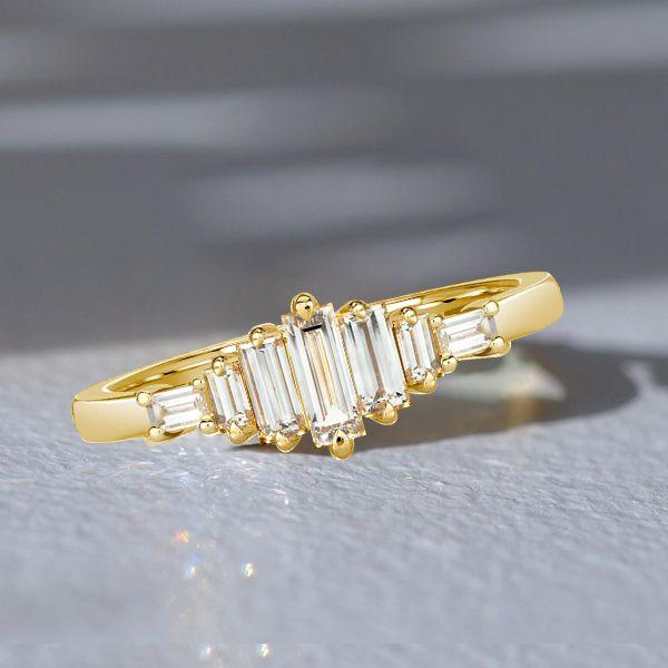 Dainty Baguette Cut Engagement Ring - 18K Gold Plated Sterling Silver