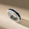 Baguette Cut Triple Row Eternity Wedding Band for Women in Sterling Silver