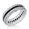 Baguette Cut Triple Row Eternity Wedding Band for Women in Sterling Silver