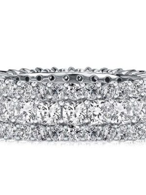 Cushion Cut Eternity Wedding Band for Women in Sterling Silver