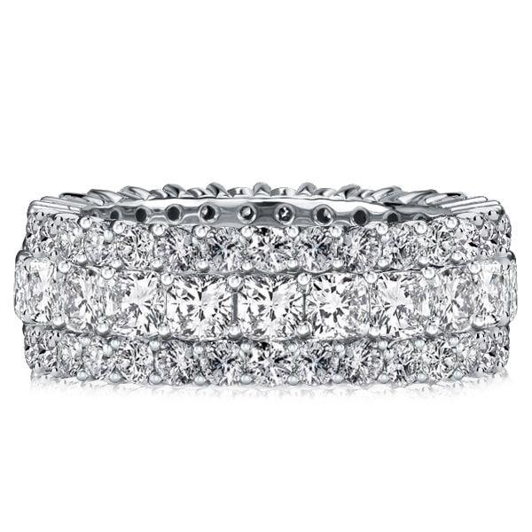 Cushion Cut Eternity Wedding Band for Women in Sterling Silver