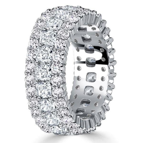 Cushion Cut Eternity Wedding Band for Women in Sterling Silver