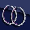 Pear Cut Created Amethyst Hoop Earrings in Sterling Silver