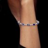 Blue Sapphire Tennis Bracelet in Sterling Silver - Oval Cut