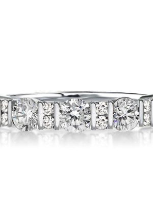 Sterling Silver Half Eternity Wedding Band - 2.25 CT TW Simulated Diamonds