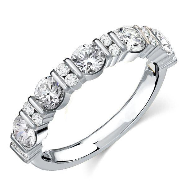 Sterling Silver Half Eternity Wedding Band - 2.25 CT TW Simulated Diamonds