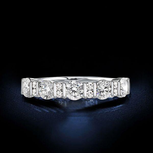 Sterling Silver Half Eternity Wedding Band - 2.25 CT TW Simulated Diamonds