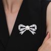 Sterling Silver Bow Brooch with Pearl & White Sapphire Accents