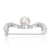 Sterling Silver Bow Brooch with Pearl & White Sapphire Accents