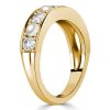 Round Cut White Sapphire Pearl Wedding Band in 18K Gold Plated Sterling Silver