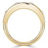 Round Cut White Sapphire Pearl Wedding Band in 18K Gold Plated Sterling Silver