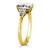 Radiant Cut Three Stone Engagement Ring - 18K Gold Plated Sterling Silver