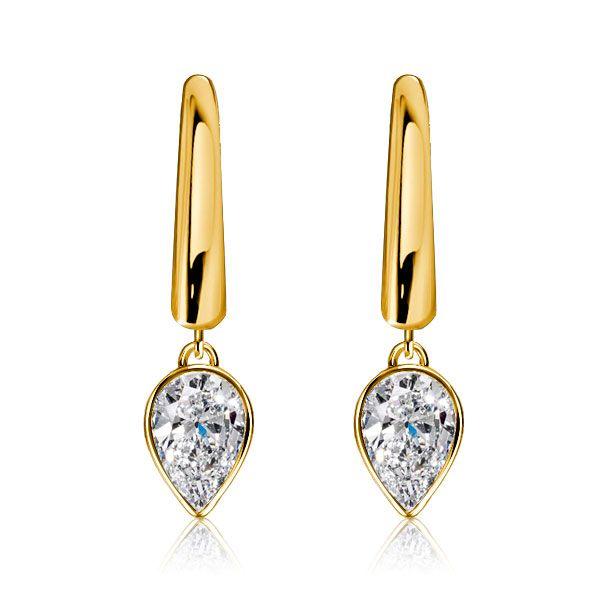 Pear Cut Hoop Earrings - White Sapphire, 925 Sterling Silver
