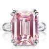 Emerald & Pink Sapphire Three Stone Engagement Ring - Sterling Silver