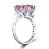 Emerald & Pink Sapphire Three Stone Engagement Ring - Sterling Silver