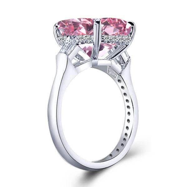Emerald & Pink Sapphire Three Stone Engagement Ring - Sterling Silver