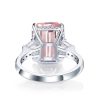 Emerald & Pink Sapphire Three Stone Engagement Ring - Sterling Silver