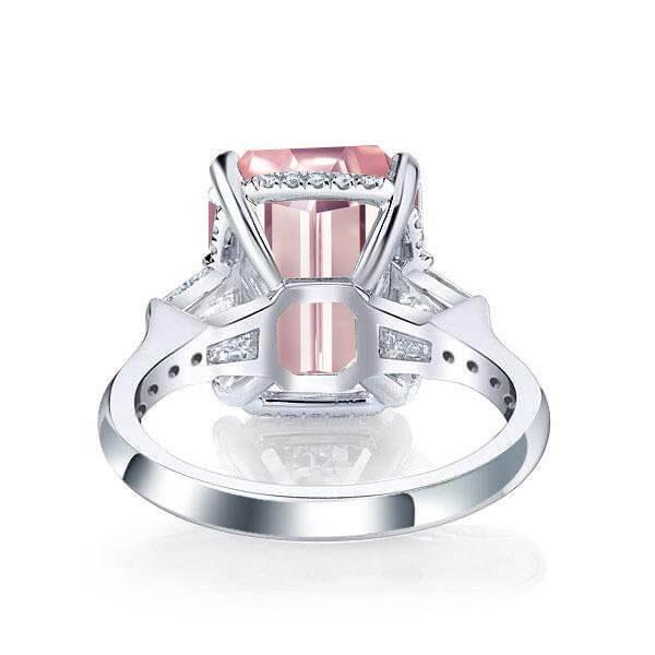 Emerald & Pink Sapphire Three Stone Engagement Ring - Sterling Silver